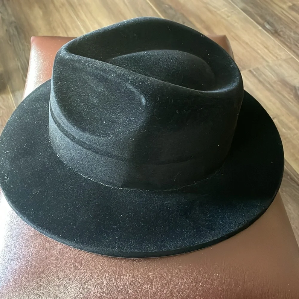 Black Plastic Costume Party Gangster Fedora Hat